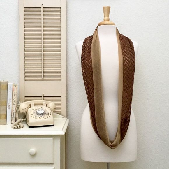 Herringbone Lace & Sheer Polyester Infinity Scarf - Picture 2 of 6